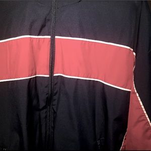 NAVY AND RED WINDBREAKER.